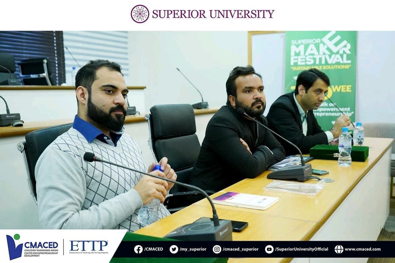 Ali Ahmed on a panel discussion on entrepreneurship and startup growth at Superior University’s Maker Festival