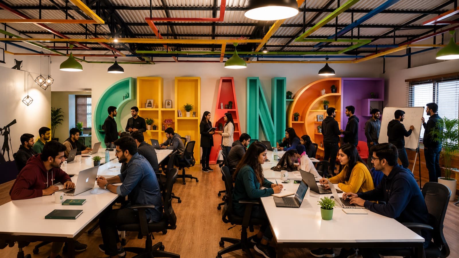 Founders at work in the Innovation District 92 incubation space