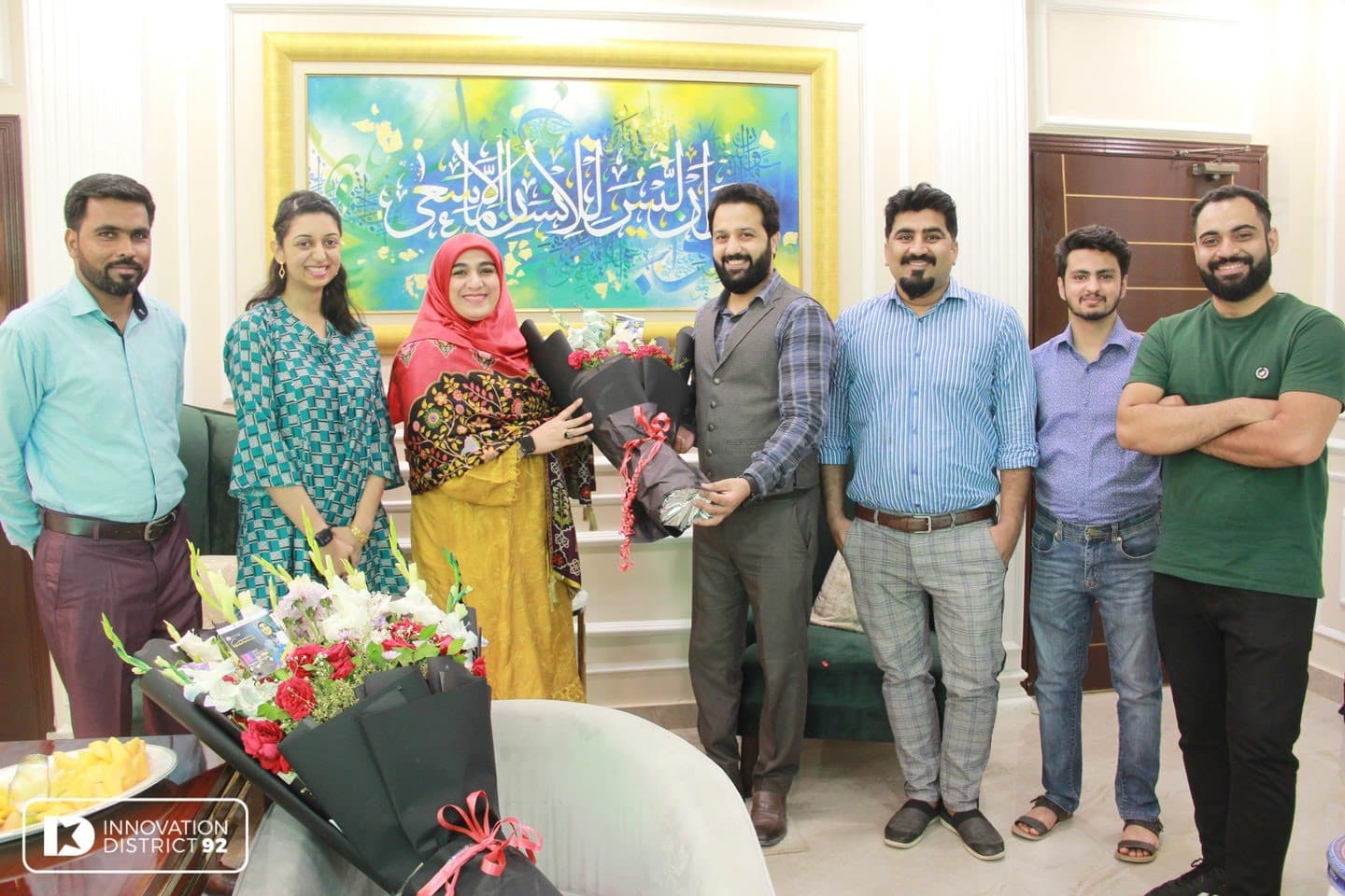 Ali Ahmed with Dr. Sumaira Rehman, founder of Innovation District 92 and Rector of Superior University, at the Innovation District 92 office