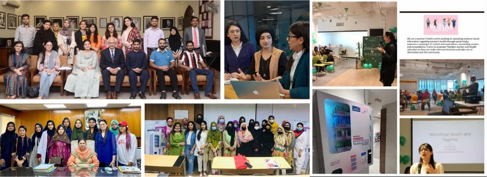 Wonder Women awareness sessions — student workshops on campuses, corporate menstrual-health talks, and Asani machine deployments