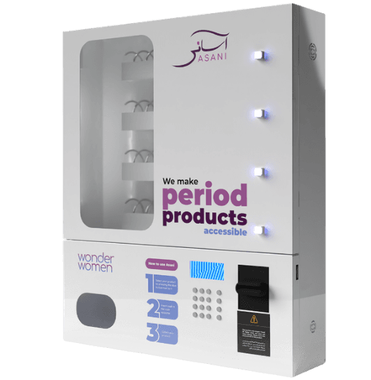Classic Asani — Wonder Women’s signature white sanitary-pad vending machine